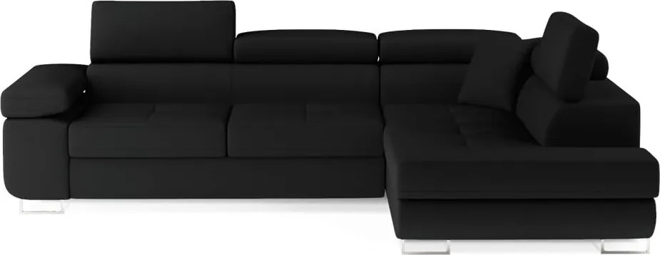 Colțar negru extensibil/cu spațiu de depozitare (cu colț pe partea dreaptă/în formă de ”L”) Anton – ELTAP