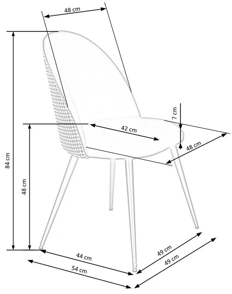 Scaun de bucaterie Demi, negru/alb