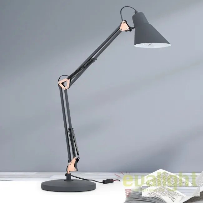Lampa de birou cu brat articulat Bachelor LA 4-1188 schwarz-cu OR