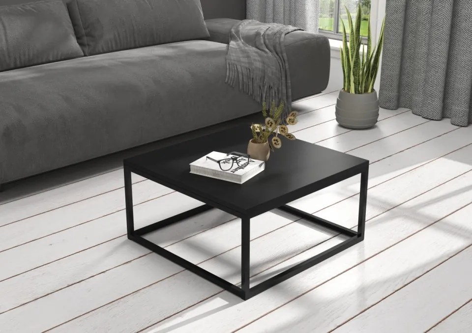 Masuta de cafea, 60x60 cm, BELRET, ADRK Furniture (Culoare: Negru / Alb)