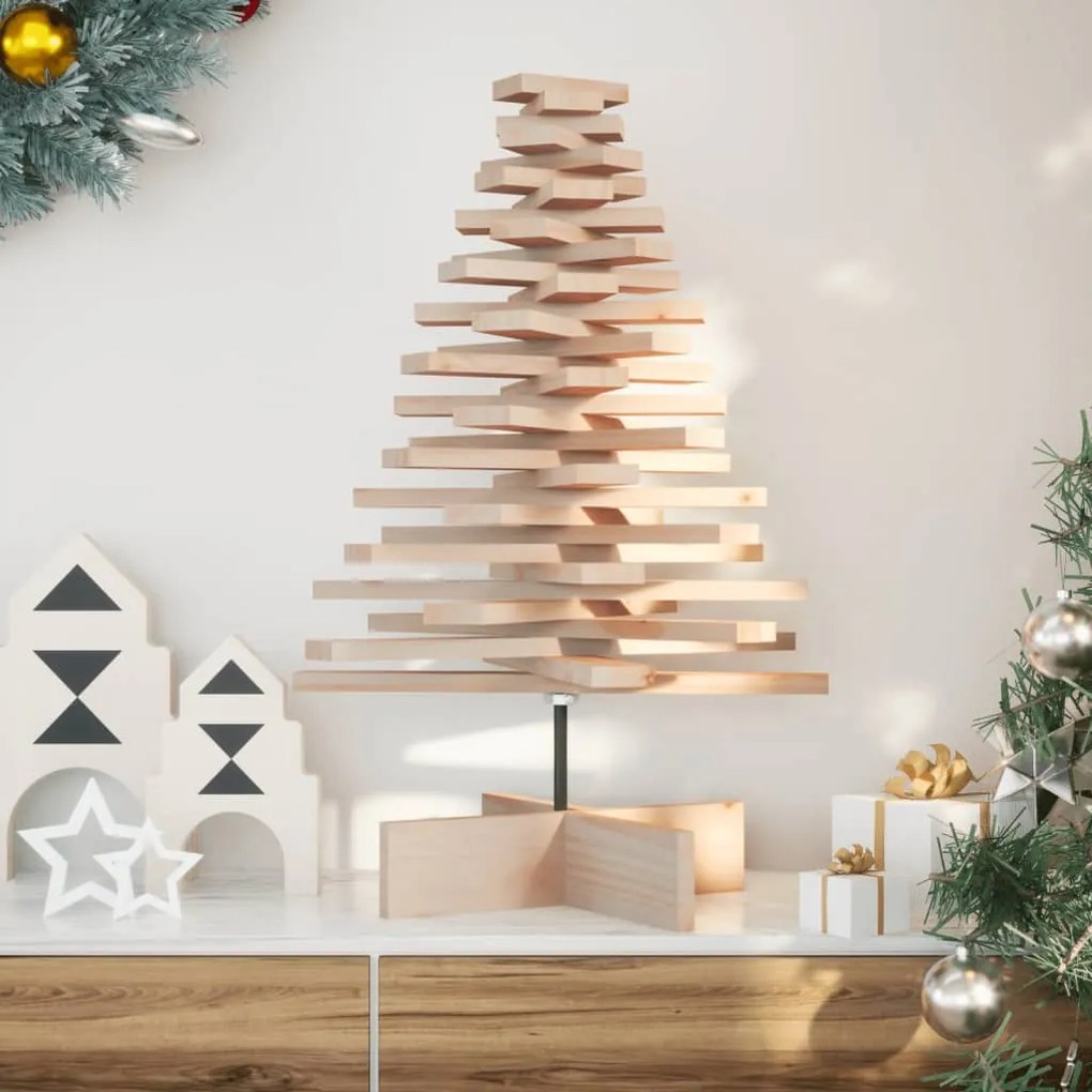 Brad de Craciun din lemn decorativ, 80 cm, lemn de pin masiv