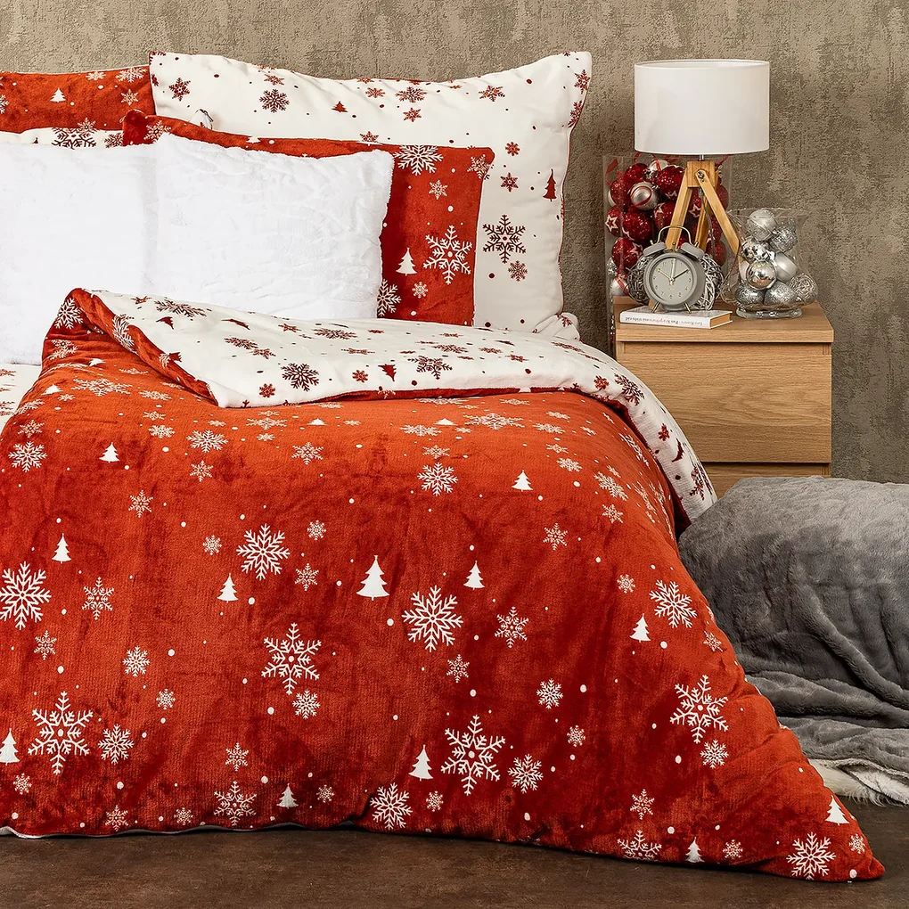 Lenjerie de pat micro-flanelă 4Home Happy winter, 140 x 200 cm, 70 x 90 cm