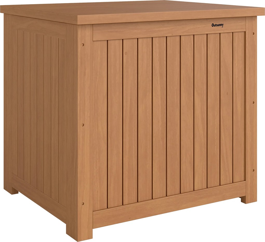 Outsunny Bancă de Exterior 130L, Capac, Cutie Lemn cu Balamale și Curea | Aosom Romania
