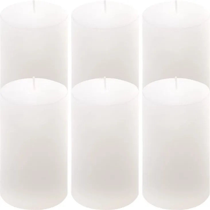 Set de lumânări rustice, 11,5 cm, Ø 6,8 cm, alb, 6 buc
