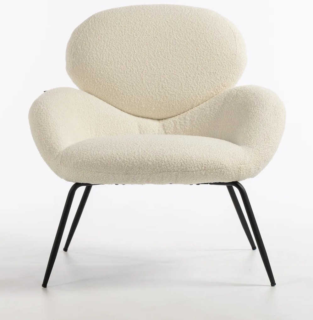 HR2045 Scaun Crem Boucle cu Bază Neagră