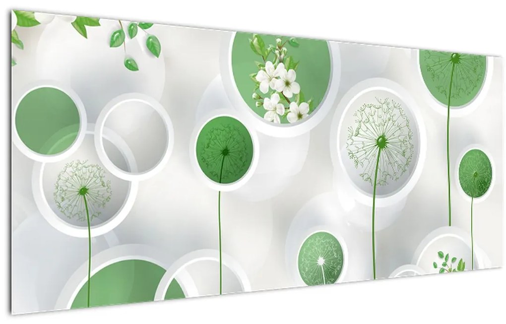 Tablou - Flori în cercuri (120x50 cm)