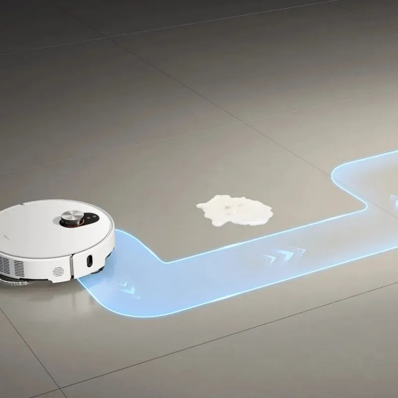 Aspirator robot Xiaomi Robot Vacuum 5 Pro EU OV21GL, 55 W, 20000 Pa, 140 min, cameră triplă AI de 5 MP cu funcție de recunoaștere, stație automată de spălare și uscare, navigație dToF retractabilă, apă la 80 °C, alb