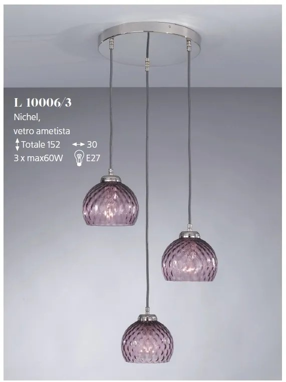 Lustra moderna cu 3 pendule design italian 10006 Amethyst