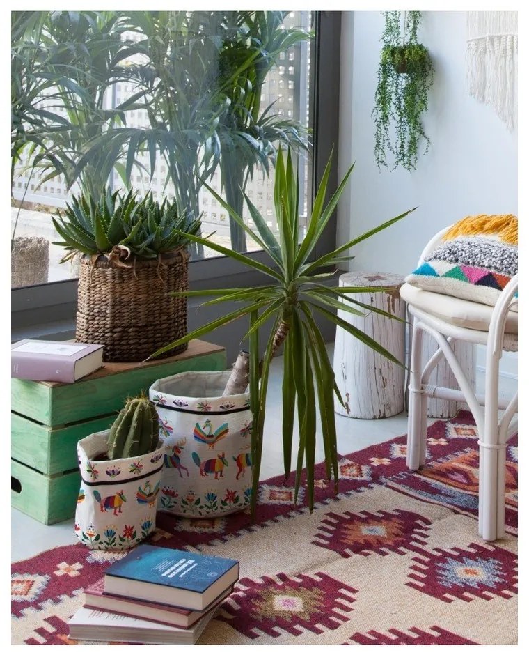 Set 2 huse textile pentru ghivece Madre Selva Animals Otomi