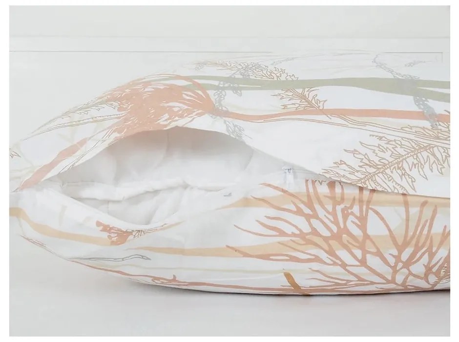 Lenjerie de pat albă/teracotă din țesătură crep pentru pat de o persoană 140x200 cm Caraway – B.E.S.