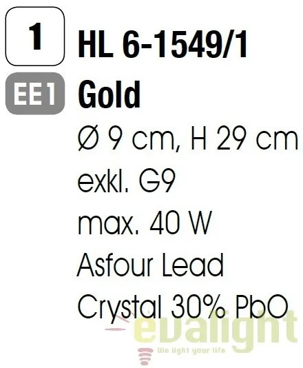 Pendul elegant cristal Asfour Rita HL 6-1549/1 gold OR
