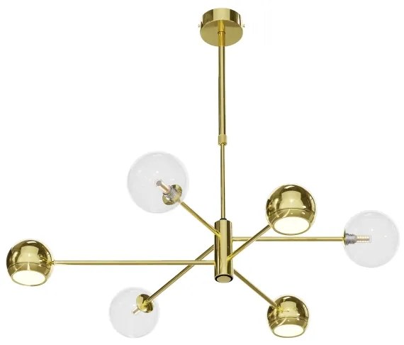 Lustră pe tijă Jupiter 1964 MOKA 3xGU10/10W/230V + 3xG9/10W/230V auriu/transparent