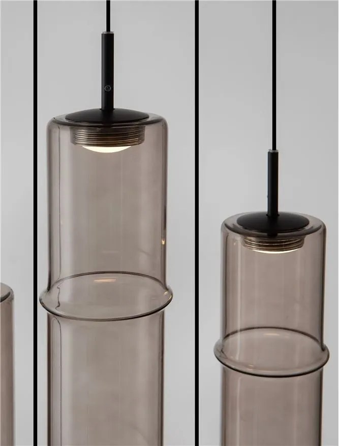 Lustra moderna cu 5 pendule LED, Metal, Sticla, Moca, SANO