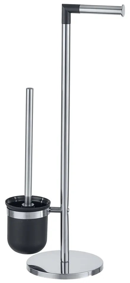 Perie WC cu suport pentru hârtia de toaletă Wenko Parus, argintiu