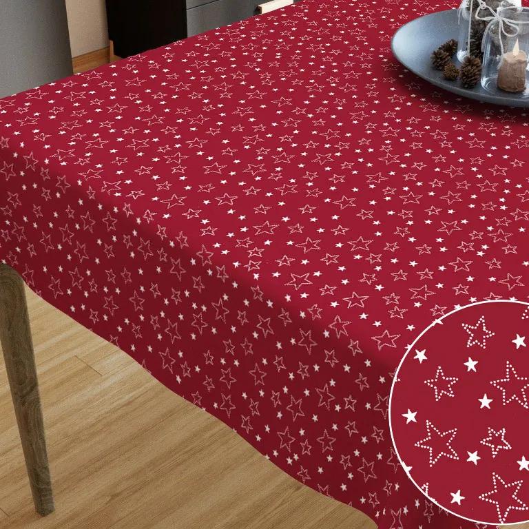 Goldea față de masă din bumbac - model 015 de crăciun - steluțe albe pe roșu 40 x 40 cm