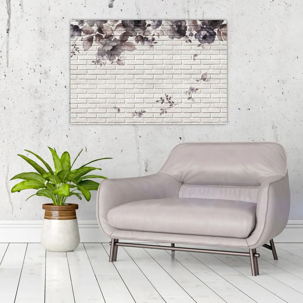 Tablou cu perete și buchet (90x60 cm)