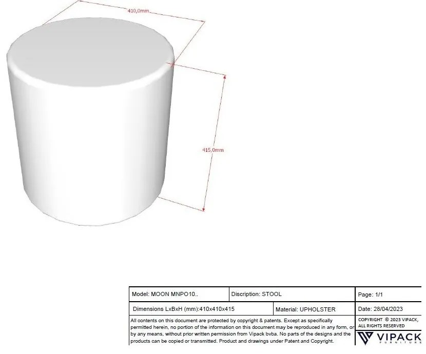 Puf de copii roz deschis cu tapițerie din stofă bouclé MOON – Vipack
