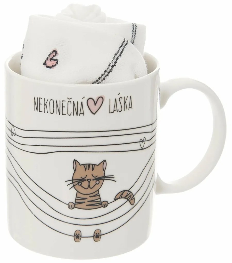 Cană ceramică Orion Infinite love Cat , 0,35 l +cadou Șosete