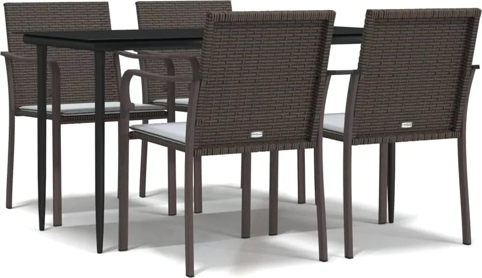 vidaXL Set mobilier de grădină cu perne, 5 piese, poliratan și oțel