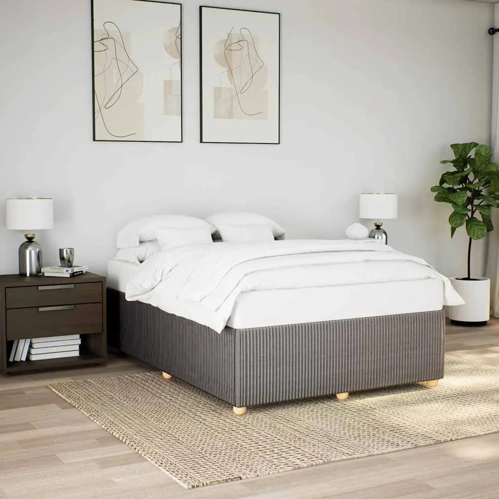 vidaXL Cadru de pat fără saltea, gri taupe, 140x200 cm, textil