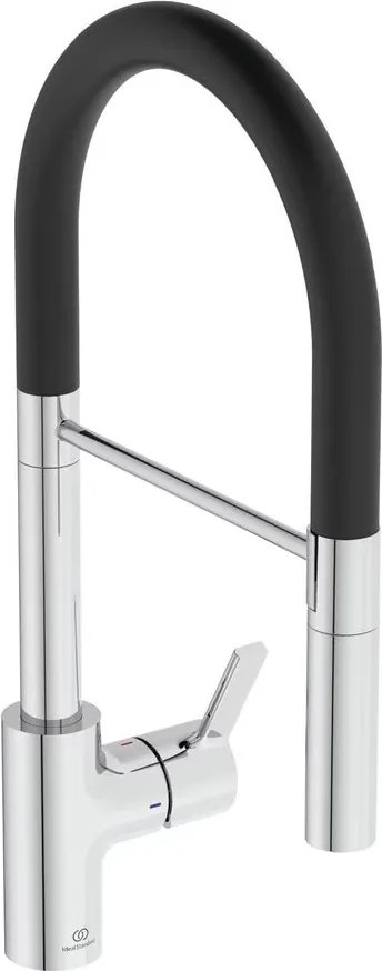 Baterie bucatarie cu pipa flexibila semi-profesionala Ideal Standard Gusto 142 crom - negru