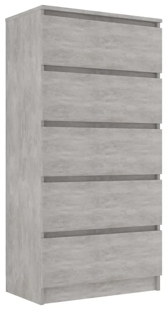 801413 vidaXL Servantă cu sertare, gri beton, 60 x 35 x 121 cm, PAL