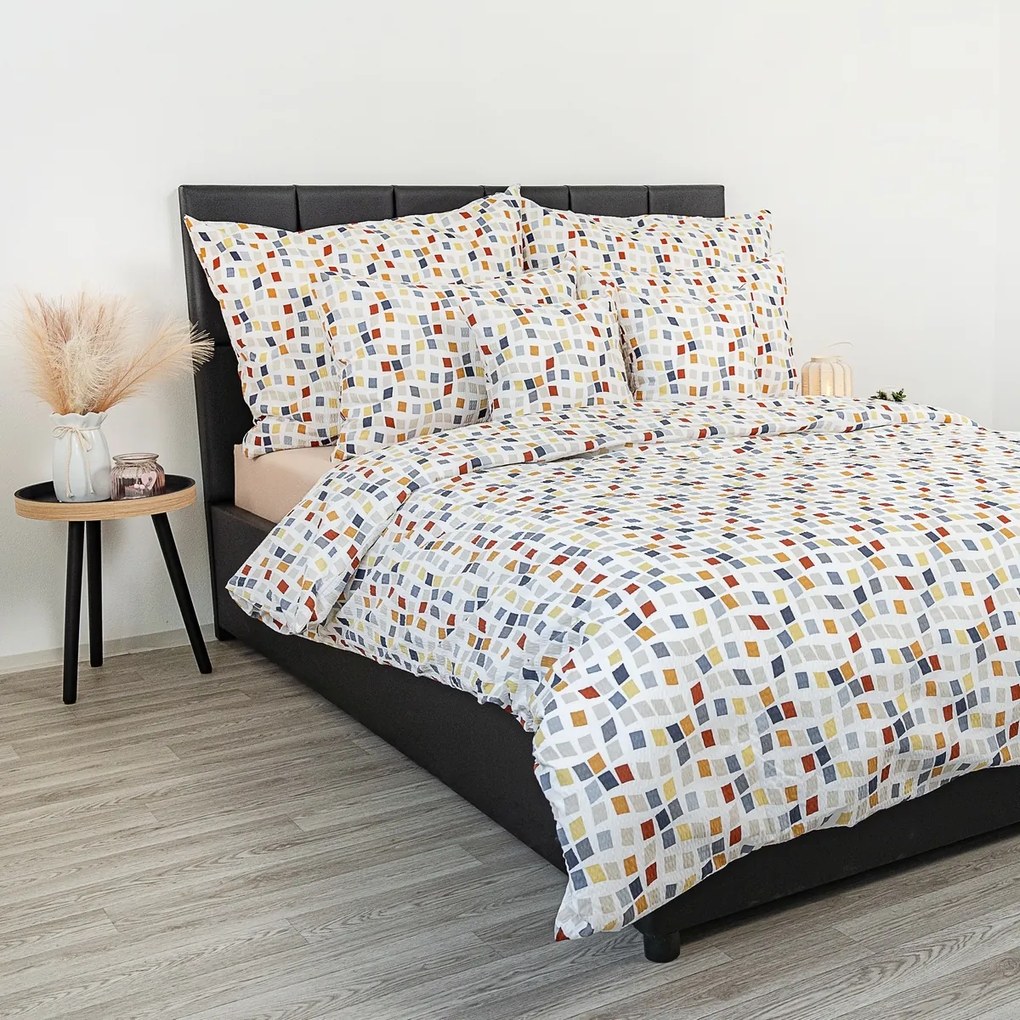 Lenjerie de pat din crep Kvalitex Mozaic, 140 x 220 cm, 70 x 90 cm