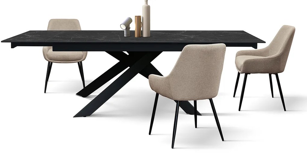 Masa ceramica extensibila Calacatta 160 cm/ 90 cm/ h76 cm