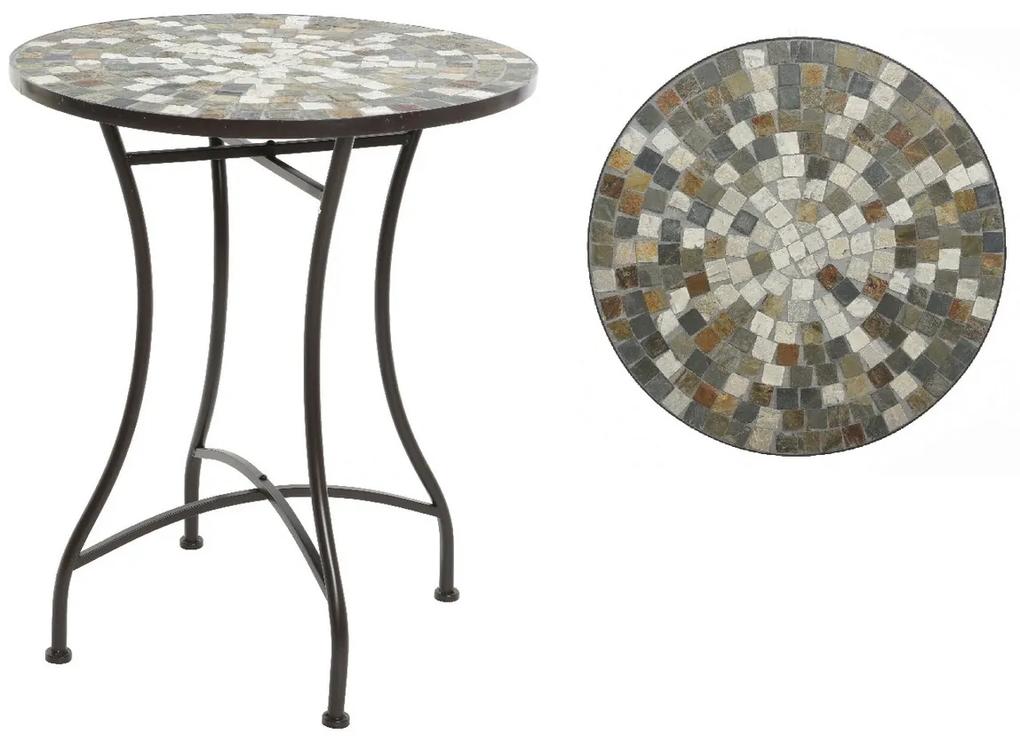 Masa pentru gradina Siena Mosaic, Decoris,  60 x 71 cm, fier/ceramica, maro