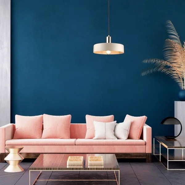 Lustră pe cablu LATTE 1xE27/60W/230V bej/crom lucios