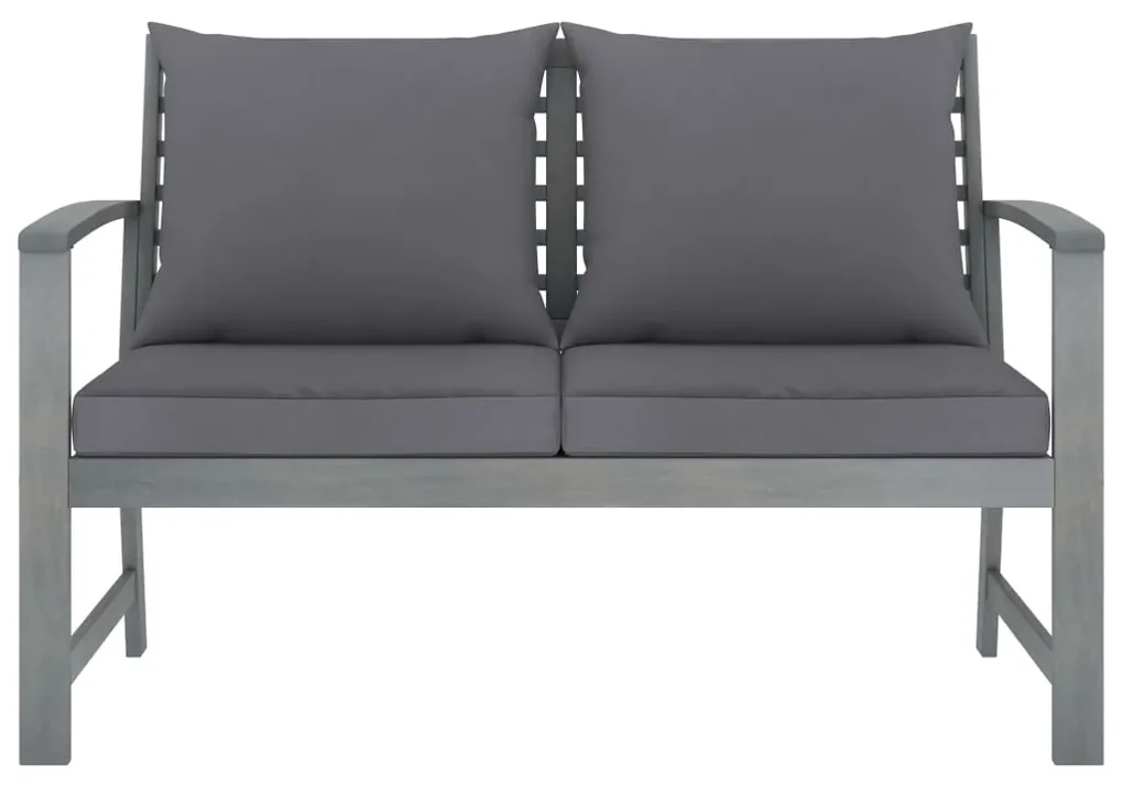 Banca gradina cu perna, gri inchis, 120 cm, lemn masiv acacia