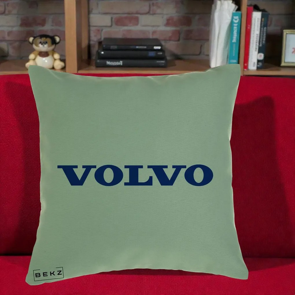 Perna Personalizata cu emblema Volvo, 40x40 cm, Verde, Husa Detasabila, Perna Inclusa, BEKZ®