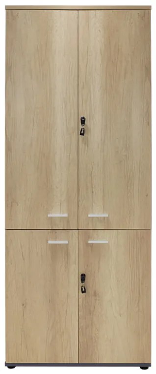 Biblioteca cu patru usi din lemn Lotus din stejar - culoare gri inchis 80x40,5x200cm