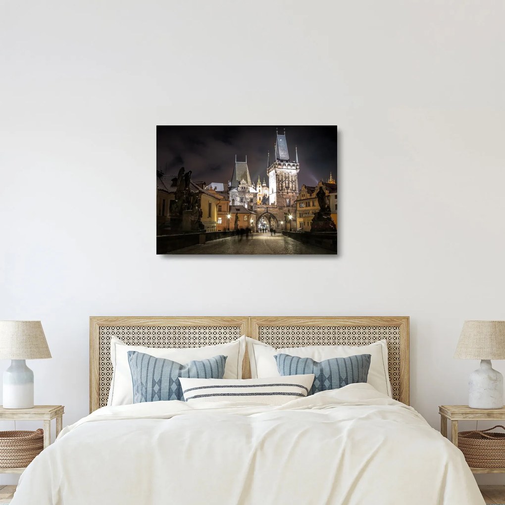 Tablou pe sticlă cu Poarta de pulbere iluminată (70x50 cm)