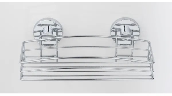 WENKO 20883100 - Poliță rotundă VACUUM-LOC din oțel, 26 x 15,3 cm, crom lucios