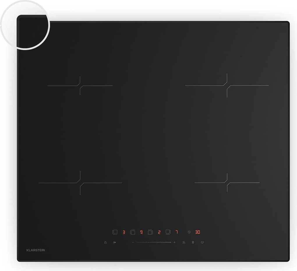 Klarstein Plită cu inducție Velaire, elegantă, minimalistă, puternică, 4 zone de gătit, 7000 W, 60 cm