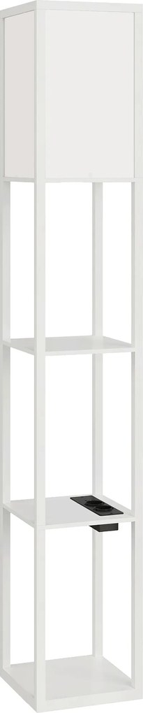 HOMCOM Lampă de Podea LED cu Rafturi, Lampă Modernă cu Comutator cu Pedală și Porturi USB, Temperatură de Culoare Reglabilă pentru Living și Dormitor, Alb | Aosom Romania