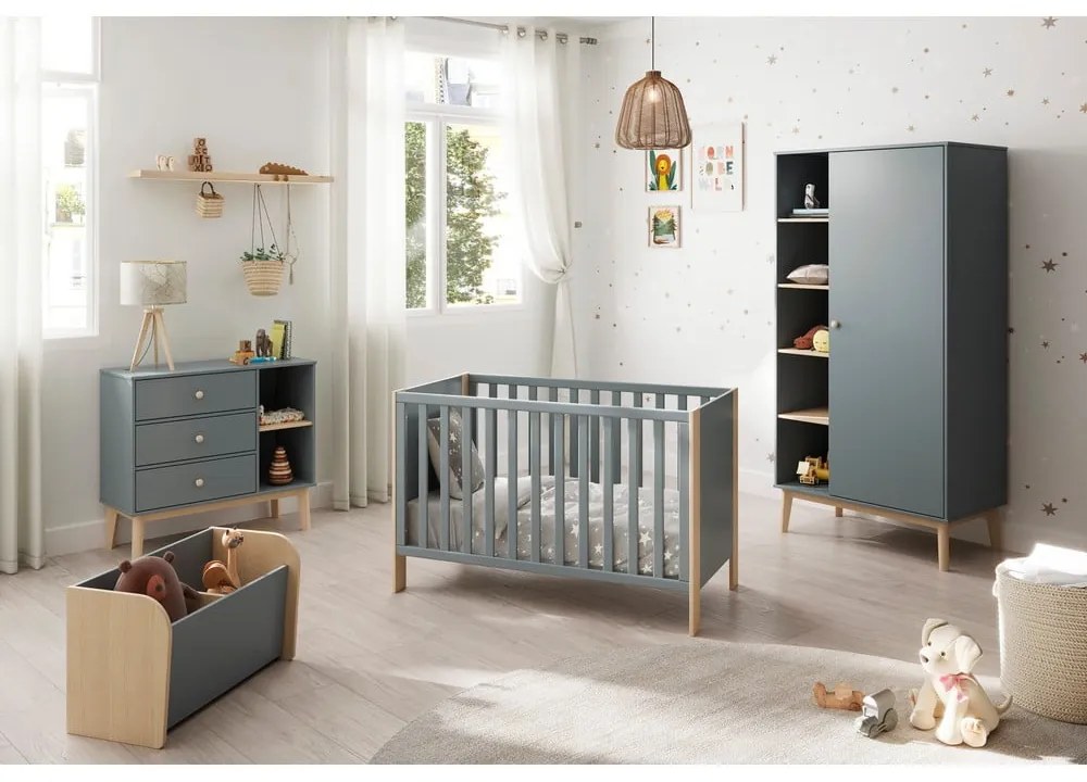 Pătuț în culoare naturală/verde prăfuit 60x120 cm Esteban – Marckeric