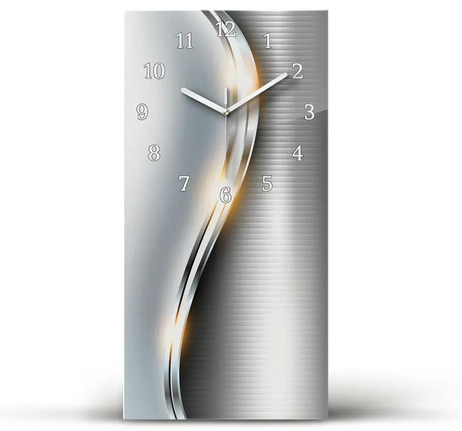 Ceas de perete din sticla vertical Modern metal argintiu metalizat