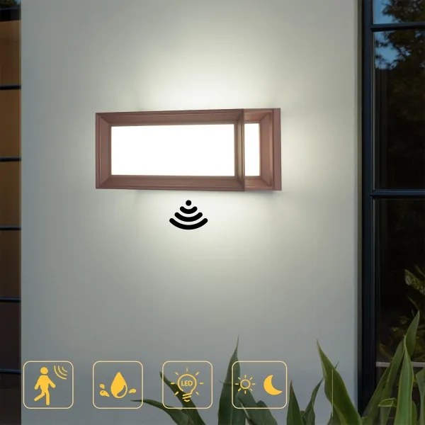 Brilagi - Aplica LED de exterior cu senzor PARKER LED/12W/230V, maro, IP44