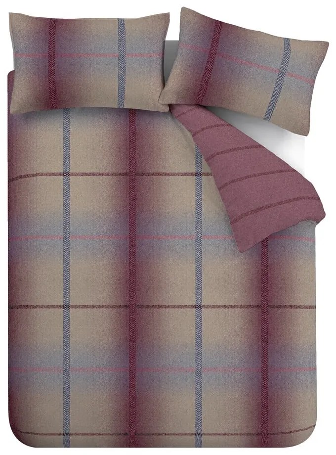 Lenjerie de pat roz-închis din flanelă pentru pat dublu, extinsă 230x220 cm Melrose Tweed Check – Catherine Lansfield