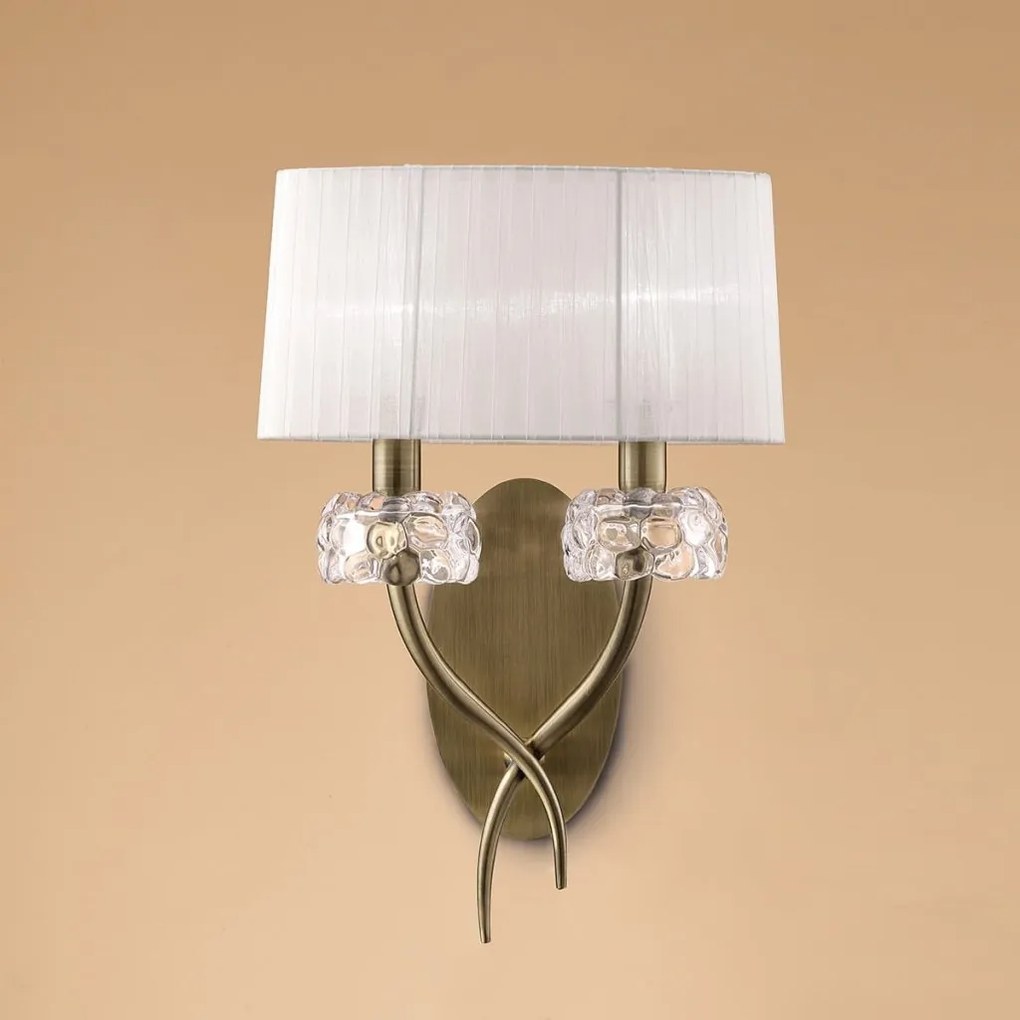Aplica de perete clasica LOEWE antique brass/ abajur alb