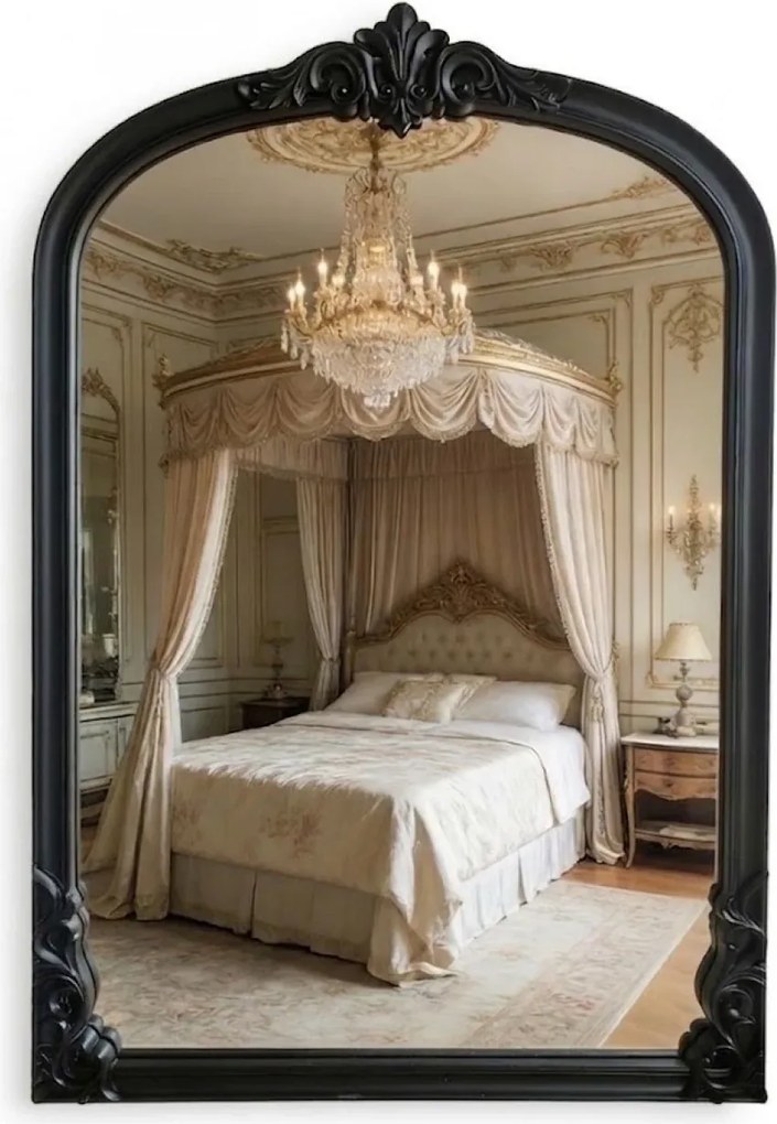 RESIGILAT- Oglindă decorativă de perete, ramă neagră, 60x90 cm