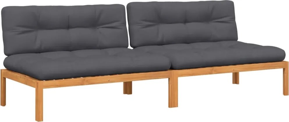 vidaXL Canapele mijloc grădină paleți 2 buc., perne, lemn masiv acacia