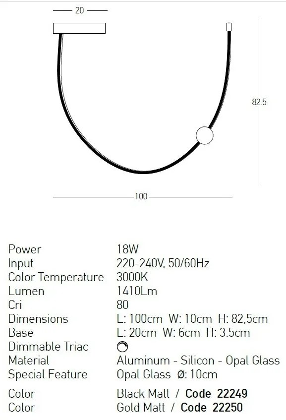 Lustra LED arcuita design modern Line auriu