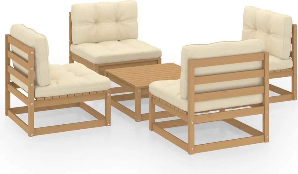 vidaXL Set mobilier de grădină cu perne, 5 piese, lemn masiv de pin