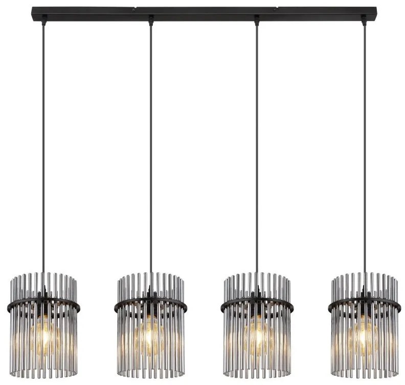 Lustra suspendata 4L design modern GORLEY negru, fumuriu