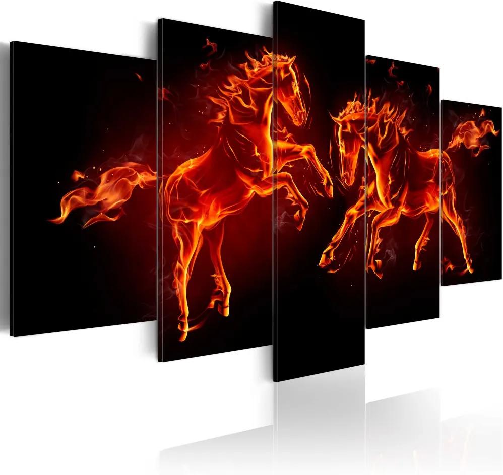 Tablou Bimago - Fiery Horses 200x100 cm