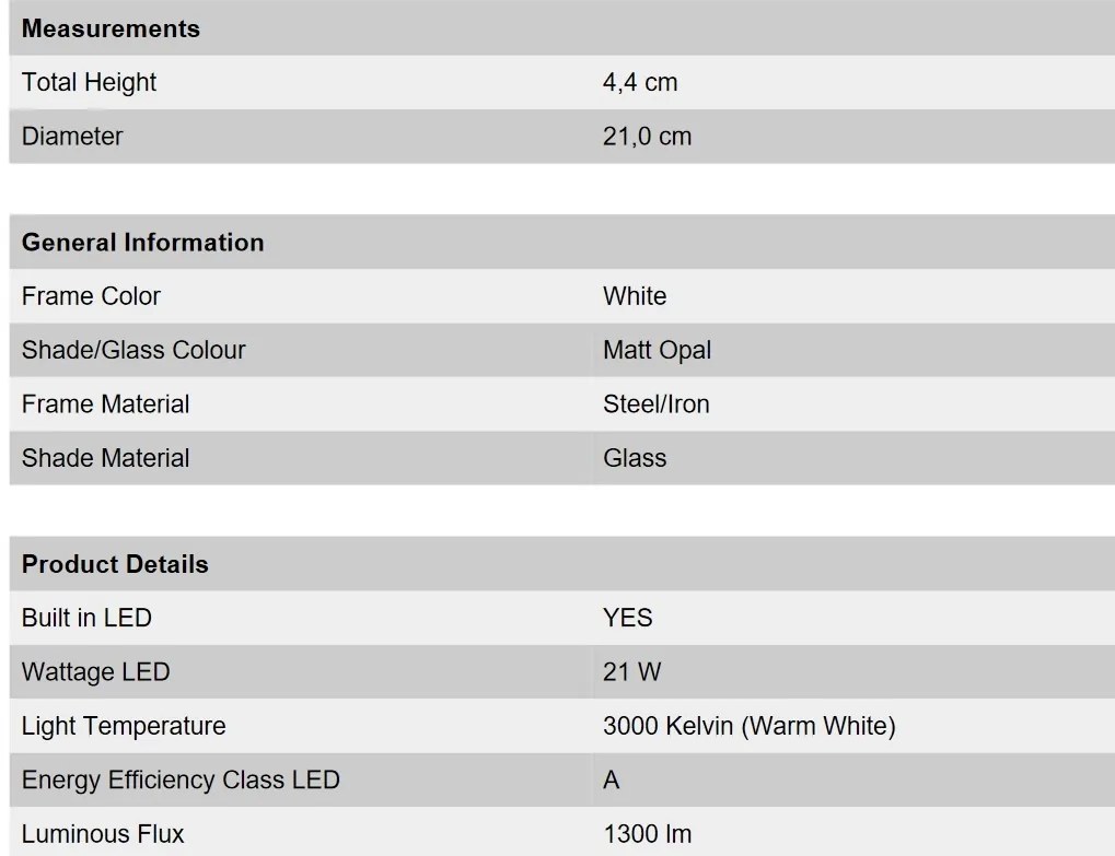 Plafoniera LED moderna LEROX 20cm alba