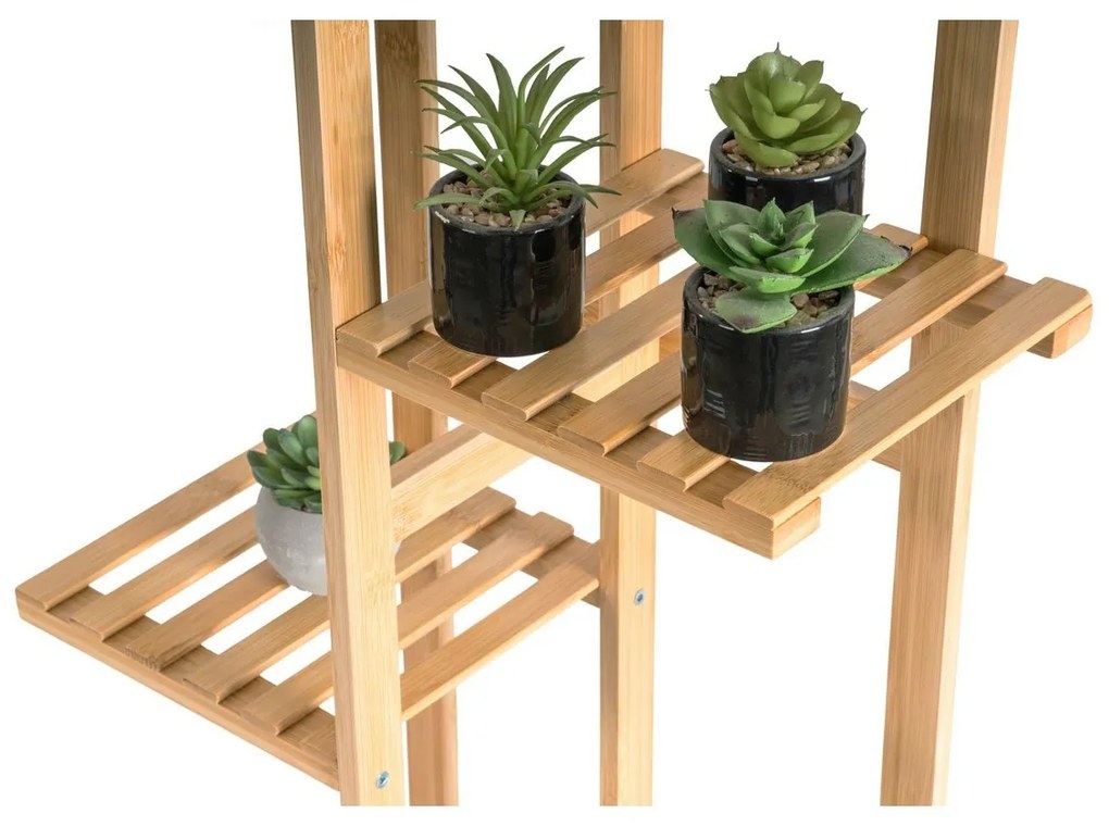 Suport pentru plante G21 cu 6 niveluri, din bambus